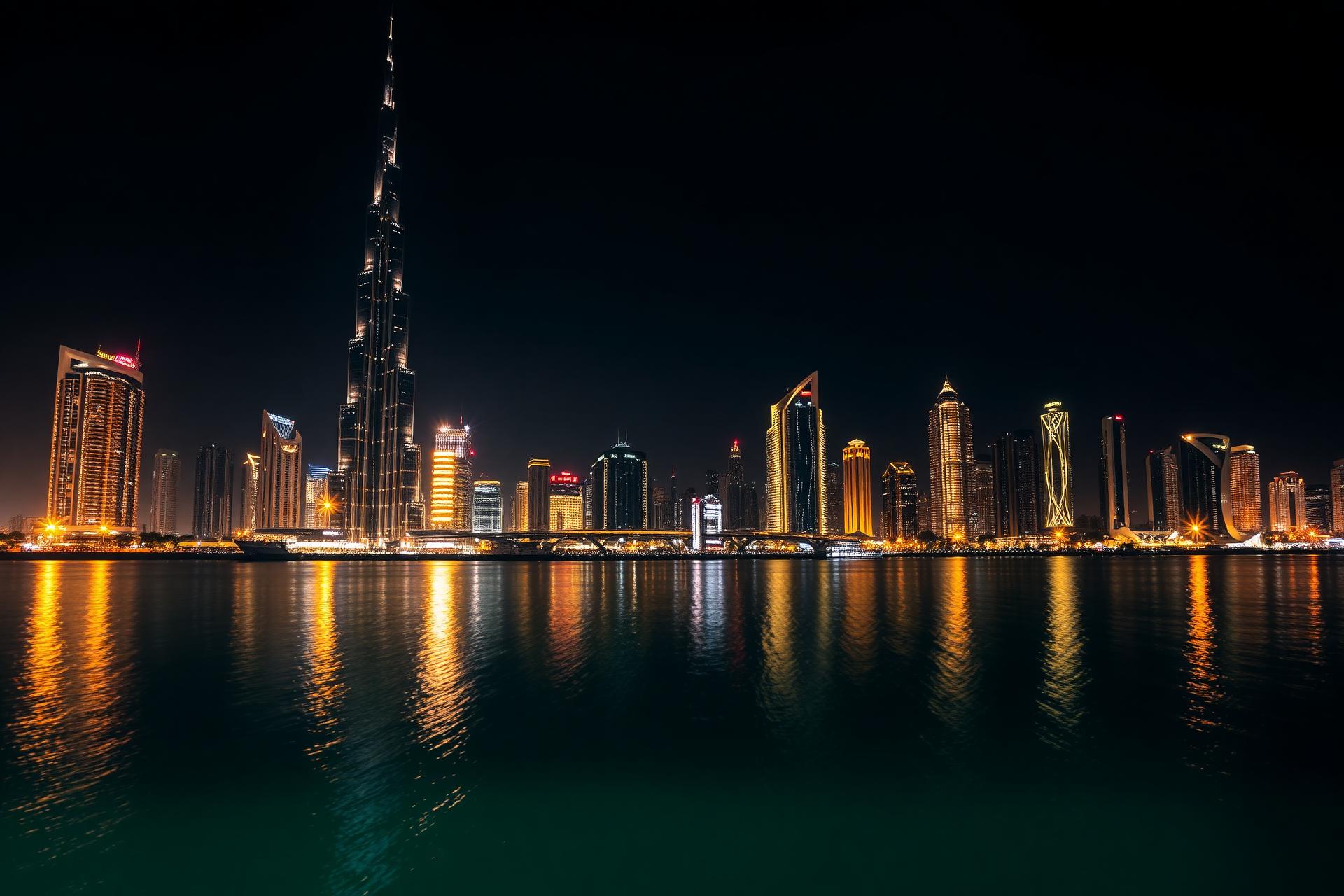 Dubai skyline at night
