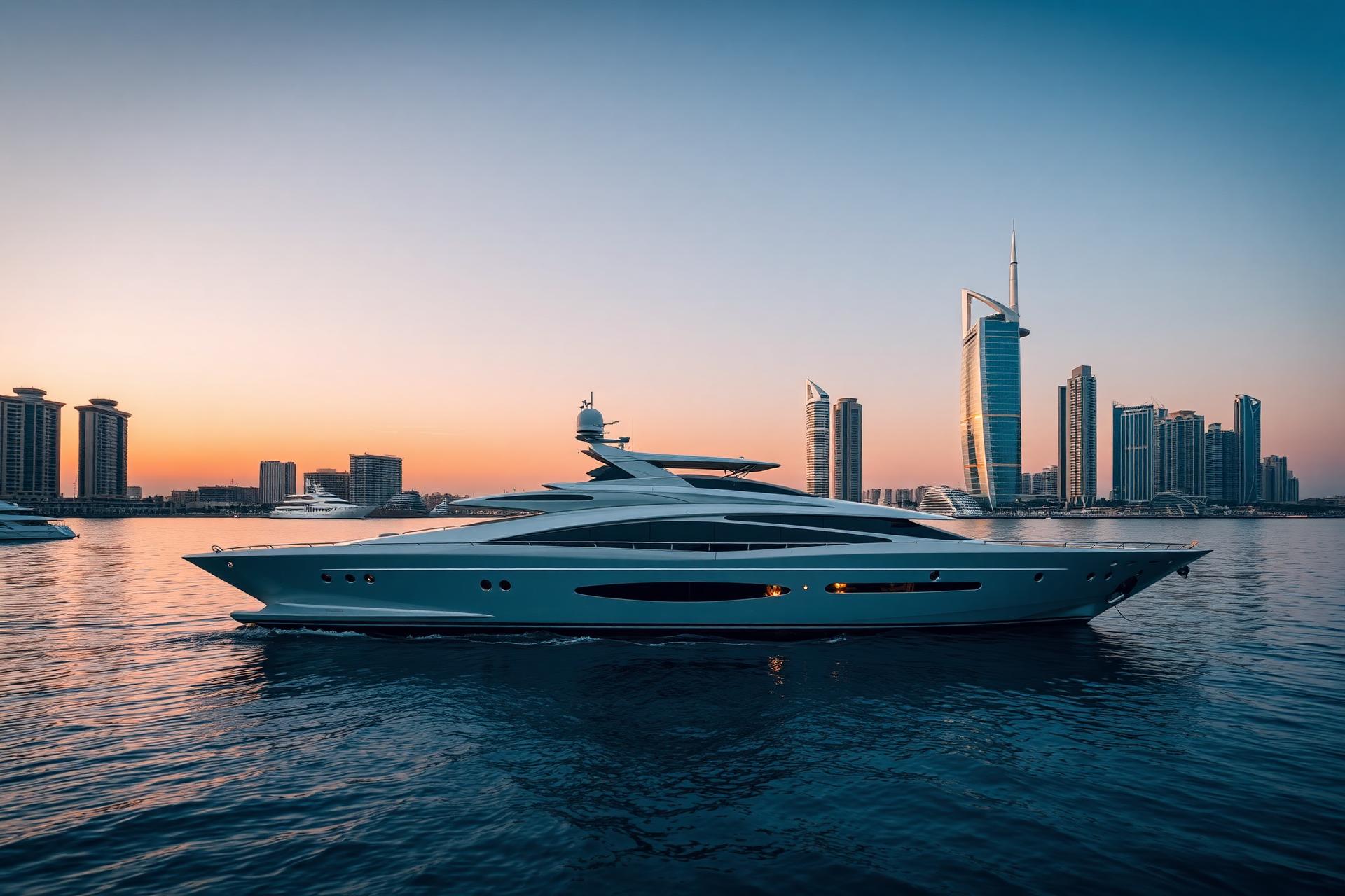 Luxury yacht in Dubai marina